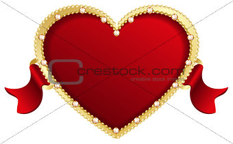 Heart in precious frame. Gift on Valentines Day