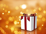 Christmas gift background with bokeh lights