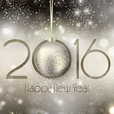 Happy New Year background with hanging bauble 