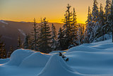 winter mountains at sunset