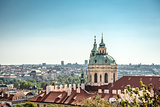 panorama of the city of Prague and St Nicholas church