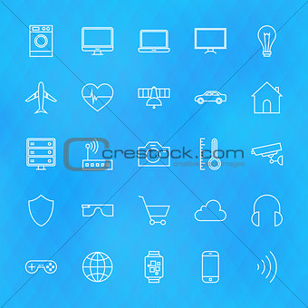 Internet of Things Line Icons Set over Polygonal Background
