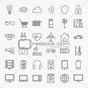 Line Internet of Things Design Icons Big Set