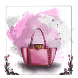 fashion illustration - watercolor raster illustration of a designer bag