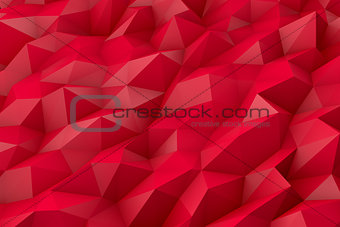 Abstract low poly 3d red color background