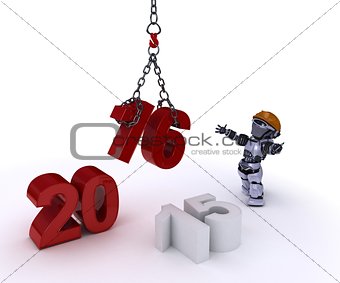 Robot bringing in the new year