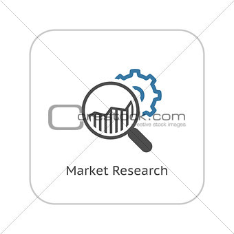 Market Research Icon.  Flat Design.