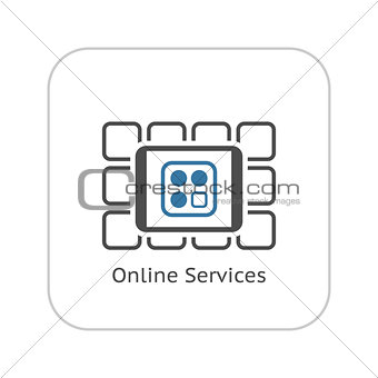 Online Services Icon. Flat Design.