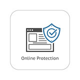 Online Protection Icon. Flat Design.