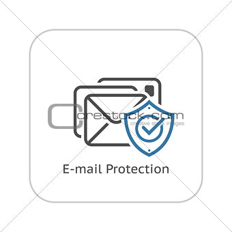 E-mail Protection Icon. Flat Design.