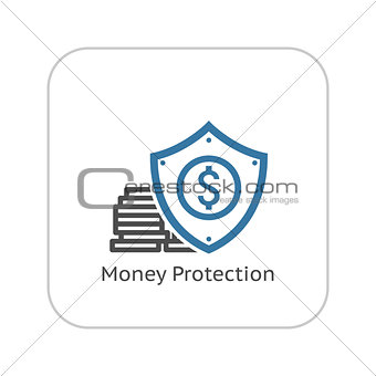 Money Protection Icon. Flat Design.
