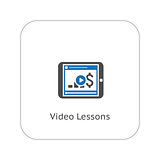 Video Lessons Icon. Business Concept. Flat Design.