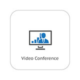 Video Conference Icon. Business Concept. Flat Design.