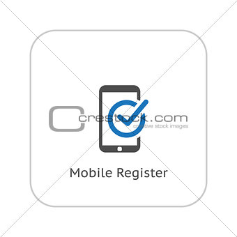 Mobile Register Icon. Online Learning. Flat Design.