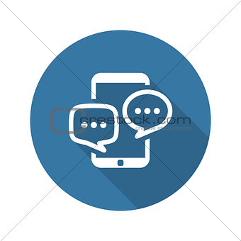 Discussion Icon. Business Concept. Flat Design. Long Shadow.