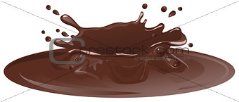 Hot chocolate puddle. Brown chocolate splash
