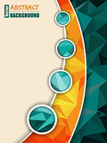 Abstract turquoise brochure with orange transparent stripe