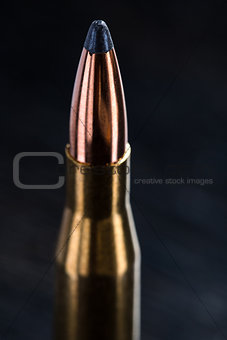 Large-caliber cartridge on a dark background