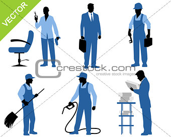 Six workers silhouettes