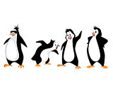 Four funny penguins