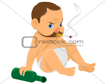 Boy with bottle and cigarette