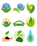 Nine eco logotypes