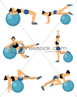 Girls with blue fitball
