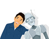 Friends - boy and robot