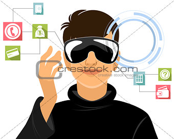 Boy in virtual reality glasses