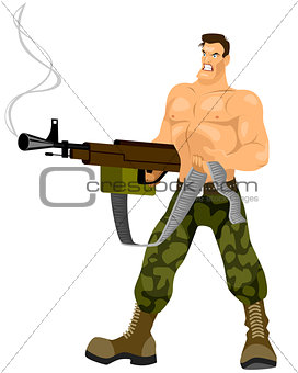 Commando with machine gun