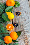 Citrus and spruce branches.
