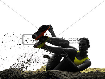 woman long jump isolated silhouette