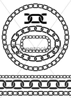 Chain icons, parts, circles of chains.