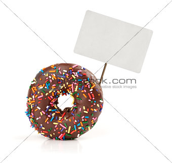 chocolate doughnut with price tag