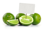 Limes whole and slices with price tag