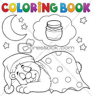 Coloring book sleeping bear theme 1