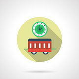 New Year in a train flat round vector icon