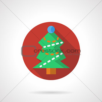 Red round vector icon for Xmas tree