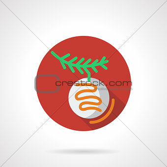 Red round vector icon for Xmas bauble