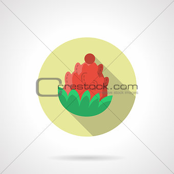 Red pine cone round flat color vector icon