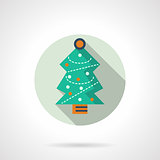 Christmas tree round vector icon