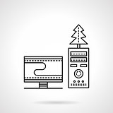 Christmas workplace black flat line vector icon