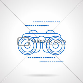 Blue flat line binoculars vector icon