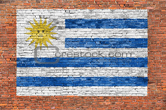 Flag of Uruguay painted on brick wall