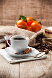 Cup coffee breakfast rustic style