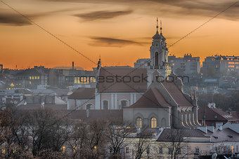 Vilnius, Lithuania:  Church of St. Catherine in the sunset