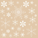 Winter snowflakes brown background