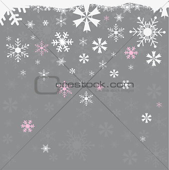 Winter snowflakes grey background