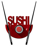 Sushi - Symbol with Plate and Chopsticks
