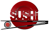 Sushi - Symbol with Plate and Chopsticks